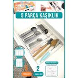 Fithome 5 Parça Modüler Kaşıklık ve Kepçelik Organizer Şeffaf Çekmece Içi Düzenleyici - 5 Lİ KAŞIKLIK