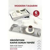 FİTHOME 6 Adet Dikdörtgen Paslanmaz Kahve Sunum Tepsisi Modern Tasarım