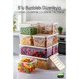 FİTHOME 9'lu Derin Büyük Boy Buzdolabı ve Dondurucu Saklama Kabı Dolap İçi Düzenleyici Mikrodalga Uygun