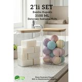 Fithome Bambu Kapaklı Dikdörtgen Büyük Boy Hava Almaz Deterjan Tablet Saklama Kutusu - 3100 ml