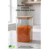 Fithome Bambu Kapaklı Kare Hava Geçirmez Gıda Erzak Saklama Kabı - 1400ML