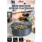 FİTHOME Büyük Boy Derin Döküm Granit Yanmaz Yapışmaz Sanayi Tipi Yemek Tenceresi