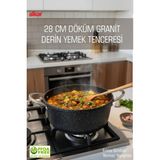 FİTHOME Büyük Boy Derin Yemek Tenceresi Döküm Granit 28 CM Fırına Girebilir