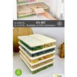 FİTHOME Derin Dondurucu ve Buzdolabı Düzenleyici 6'lı Set Hava Almaz Saklama Kabı 4x2400ML 2x1170ML