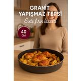 FİTHOME Döküm Granit Yanmaz Yapışmaz Yuvarlak Fırın Tepsisi