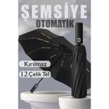 FİTHOME Fiber 12 Tel Tam Otomatik Aç Kapa Unisex Rüzgara Dayanıklı Kırılmaz Şemsiye