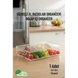 FİTHOME FrostyBox XL Sığ Süzgeçli Kapaklı Buzdolabı Düzenleyici ve Dolap içi Organizer 1 Adet