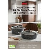 FİTHOME Granit Döküm 20 CM Derin Tencere ve 26 Cm Basık Pilav ve Karnıyarık Tencere Seti 2'li Set