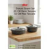 Fithome Granit Döküm 20 cm Derin Tencere ve 32 cm Büyük Boy Karnıyarık ve Pilav Tencere Seti
