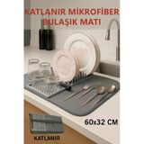 FİTHOME Katlanabilir Bulaşıklık 2 Katlı Büyük Boy – Mikrofiber Matlı Tezgah Üstü Kurutmalık Organizer