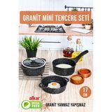 FİTHOME Mini Granit Tencere Seti 4 Parça Yanmaz Yapışmaz Set