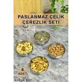 FİTHOME Paslanmaz Çelik 4'lü Çerezlik Seti - Şık Tasarım ve Uzun Ömürlü Kullanım İçin İdeal