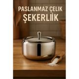FİTHOME Paslanmaz Çelik Şık Görünümlü Şekerlik Parlak