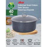 Fithome Sanayi Tipi Granit Döküm Büyük Boy Derin Tencere Lokanta Boy 40 cm - Açık Gri