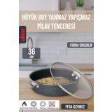 FİTHOME Sanayi Tipi Granit Döküm Büyük Boy İşyeri Lokanta Fırına Girebilir Pilav Tenceresi 34-36-38-40 CM