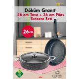 FİTHOME Tencere ve Tava Seti Granit Döküm Pilav Tenceresi ve Döküm Tava Seti