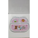 Fıtı Fıtı FıtıfıtıBebe Matt Cat Desenli ve Bölmeli Pembe Mama Tabağı- Melamin Tabak- Ek Gıda