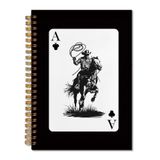 FITIE Western Cowboy Spiral Defter 5.5x8.3, Erkekler için Kovboy Hediyeleri, Trendy Retro Ace Kart Siyah Günlüğü, Siyah Batı Ofis Malzemeleri, Not Alma için Siyah Defterler