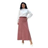 Fitilli Kadife A Kesim Etek (Pudra, L-XL)