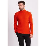 Fitilli Oranj Rengi Slim Fit Erkek Yarım Balıkçı Yaka Kazak - 2XL