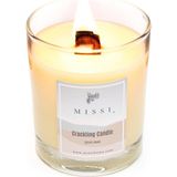 Fitilli Oud Vanilya Kokulu Ekru Çıtırtılı Vegan Mum Crackling - Çok Renkli - Genel