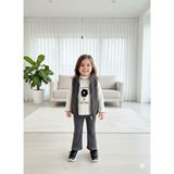 Fitilli Şişme Yelek Çiçek Baskılı Kız Çocuk Takım (Yelek, Bluz ve Pantolon) - Siyah - Krem - 12 -18 Ay