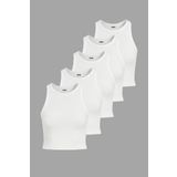 fitilli Siyah crop halter yaka sıfır kol pamuklu 5'li kadın atlet
