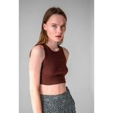 Fitilli Süper Crop Halter Yaka Örme ATLET-LAV10013 - Kahverengi