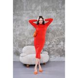 Fitilli Triko Elbise Kırmızı - 40