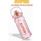 Fitmart 1.5 Lt Motivasyonel Sporcu Su Matarası Su Şişesi Bpa Free - Pembe