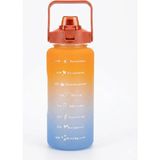 Fitmart 2 Lt Motivasyonel Sporcu Su Matarası Su Şişesi Bpa Free - Turuncu - Mavi