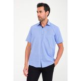 Fitmens Erkek Klasik Kısa Kol Filafil Pötikareli Swift Hediye Kutulu Gömlek - Saks Mavi - XL