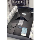Fitmens Erkek Klasik Uzun Kol Gold Saten Hediye Kutulu Gömlek - Siyah FS-002160