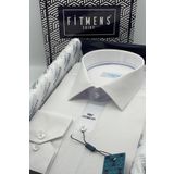Fitmens Erkek Klasik Uzun Kol Kare Armür Desenli Hediye Kutulu Gömlek - Beyaz FS-002151