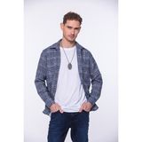 Fitmens Erkek Oversize Yeni Sezon Gömlek Yaka Pamuklu Oduncu Hediye Kutulu Gömlek G01 - Lacivert - 2XL