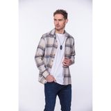 Fitmens Erkek Oversize Yeni Sezon Gömlek Yaka Pamuklu Oduncu Hediye Kutulu Gömlek G05 - Bej - 2XL