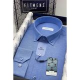 Fitmens Erkek Slim Fit Uzun Kol Pamuklu Hediye Kutulu Gömlek - Saks Mavi - XL