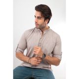 Fitmens Fitmens Slim Fit Uzun Kol Hakim Yaka Yarım Patlı Hediye Kutulu Erkek Gömlek - Kahverengi - XL