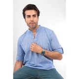 Fitmens Fitmens Slim Fit Uzun Kol Hakim Yaka Yarım Patlı Hediye Kutulu Erkek Gömlek - Mavi - 2XL