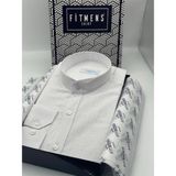 Fitmens Hakim Yaka Slim Fit Keten Erkek Gömlek - Beyaz