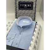 Fitmens Hakim Yaka Slim Fit Keten Erkek Gömlek - Mavi - XL