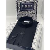 Fitmens Hakim Yaka Slim Fit Keten Erkek Gömlek - Siyah - XL