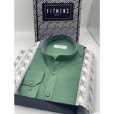 Fitmens Hakim Yaka Slim Fit Keten Erkek Gömlek - Yeşil