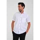 Fitmens Klasik Kısa Kol Açık Zemin Kutu Desen Keten Cotton Hediye Kutulu Erkek Gömlek FS-000745 - Beyaz Açık Mavi - XL