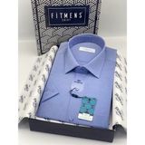 Fitmens Klasik Kısa Kol Armürlü Hediye Kutulu Erkek Gömlek FS-004163 - Saks Mavi - 2XL