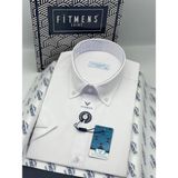 Fitmens Klasik Kısa Kol Cepsiz Yaka Düğmeli Armüllü Hediye Kutulu Erkek Gömlek FS-004575 - Beyaz - 2XL