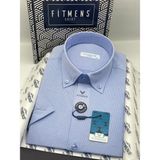 Fitmens Klasik Kısa Kol Cepsiz Yaka Düğmeli Armüllü Hediye Kutulu Erkek Gömlek FS-004575 - Mavi - 2XL