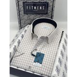 Fitmens Klasik Kısa Kol Kareli Hediye Kutulu Erkek Gömlek FS-003623 - Beyaz Siyah - Beyaz - Siyah