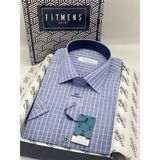 Fitmens Klasik Kısa Kol Kareli Hediye Kutulu Erkek Gömlek FS-004158 - Mavi - XL