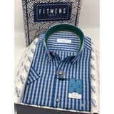 Fitmens Klasik Kısa Kol Kareli Yaka Düğmeli Hediye Kutulu Erkek Gömlek FS-004576 - Yeşil - 2XL